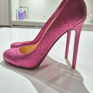 Vintage Christian Louboutin Pink Sparkle Heels, Size 37.5